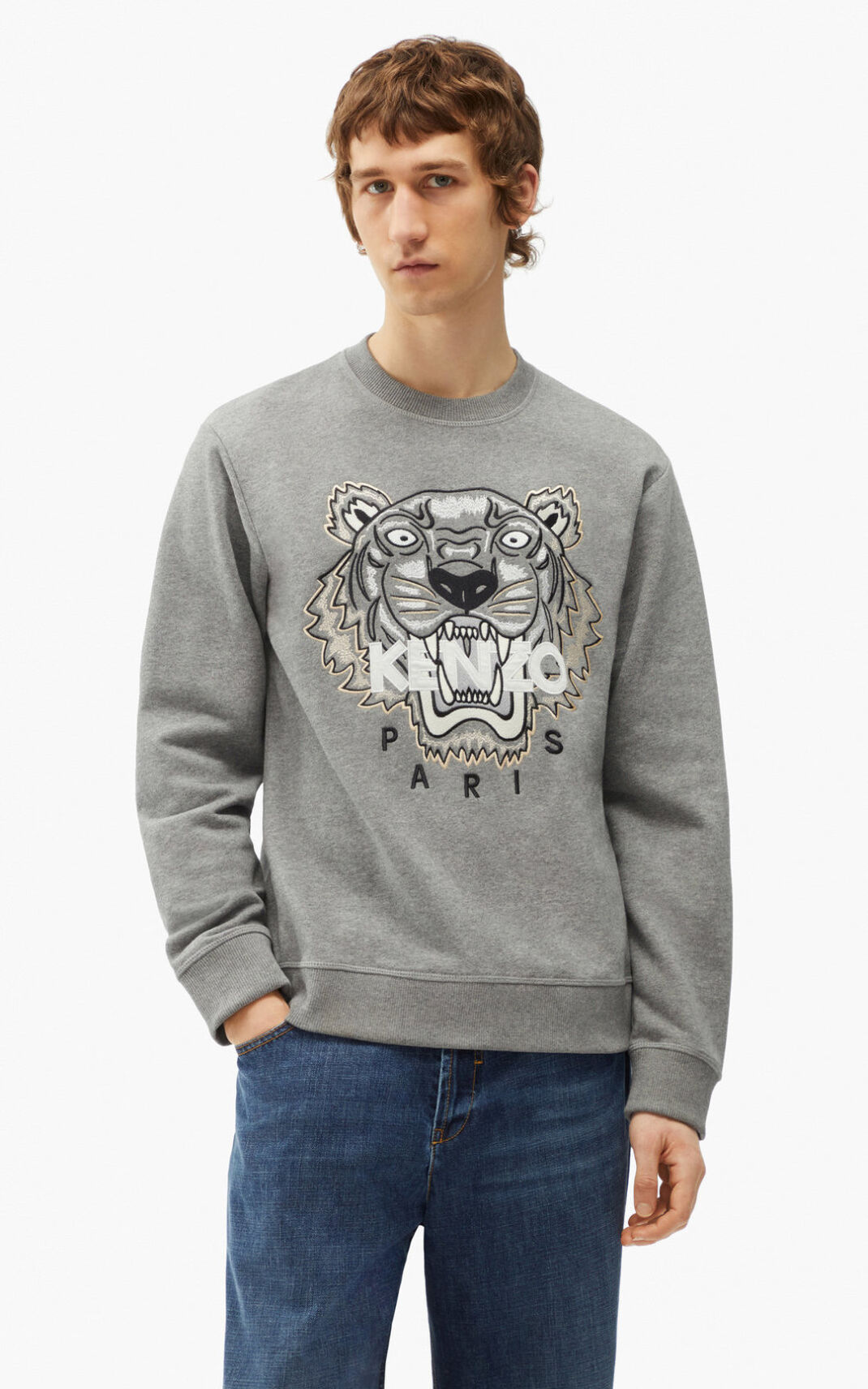 Kenzo Tiger Sweatshirt Grey For Mens 2890TYSIG
